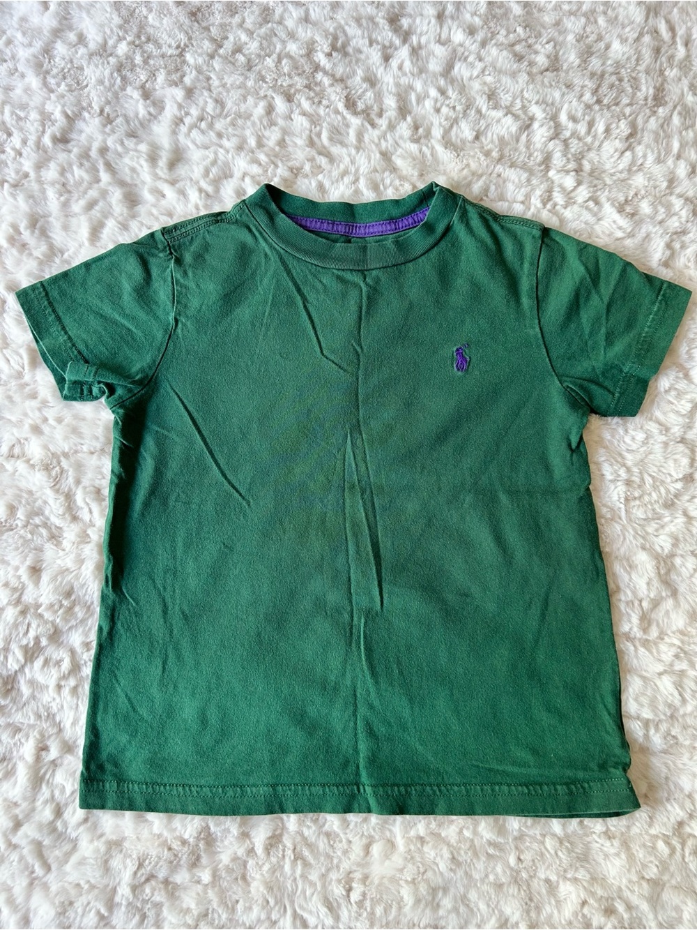 Ralph Lauren Green Tee with Purple Pony Logo